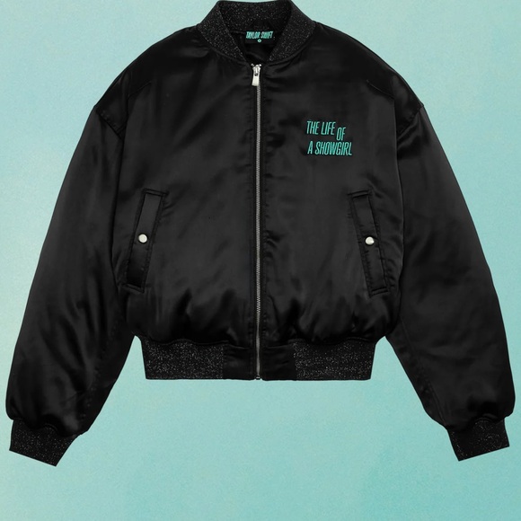 Taylor Swift Jackets & Blazers - TAYLOR swift merch Black Bomber Jacket with Embroidered Text